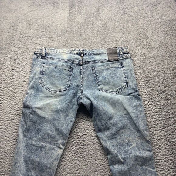 Scoop Jeans Mens 38x30 Blue Light Wash Cotton Skinny Stretch Distressed - Picture 5 of 9